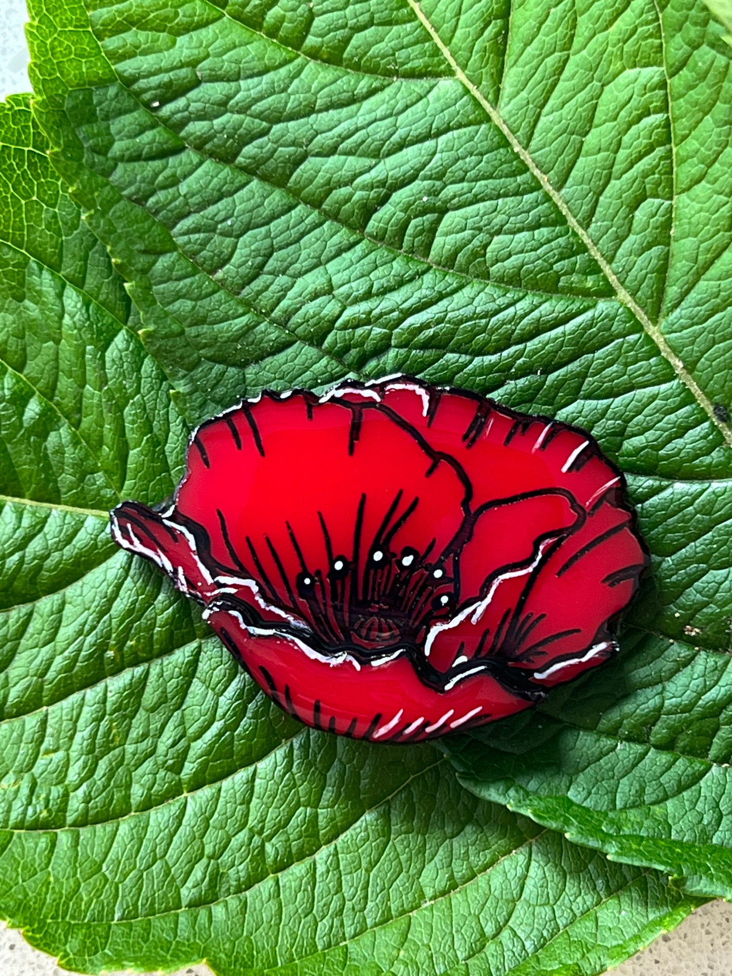 Red Poppy Brooch - 24