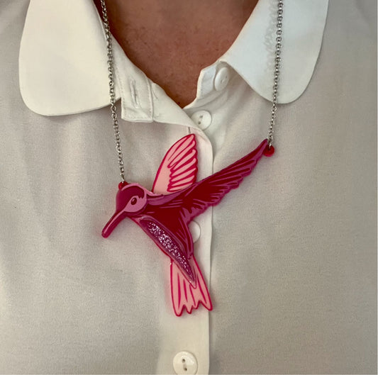 New Heidi - necklace (pink hummingbird)
