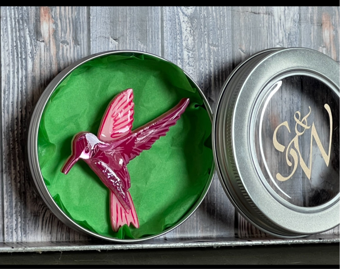 New Heidi - brooch (pink hummingbird