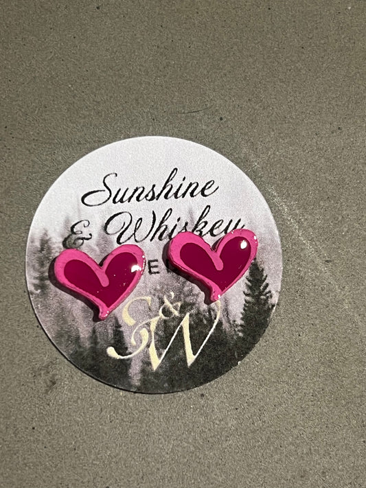 Heidi hearts - stud earrings new pink