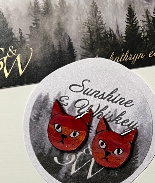 Fleur earrings - red marble