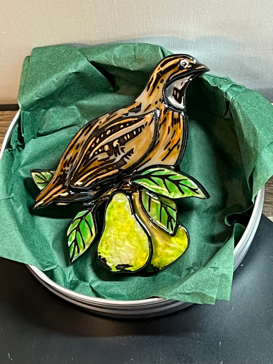 Brooch - Partridge in a pear tree - Brooch