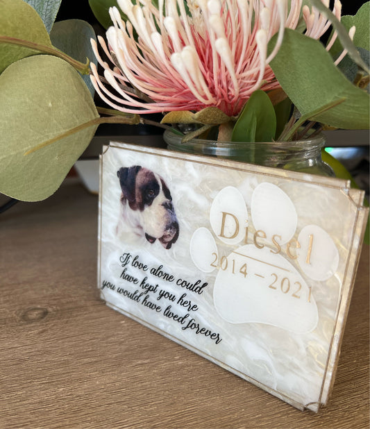 New Pet memorial- custom plaque