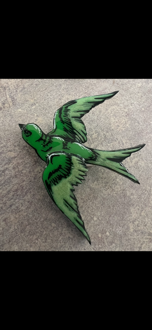 Skye - brooch Lime swallow