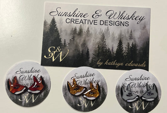 Misty fox studs- orange glitter