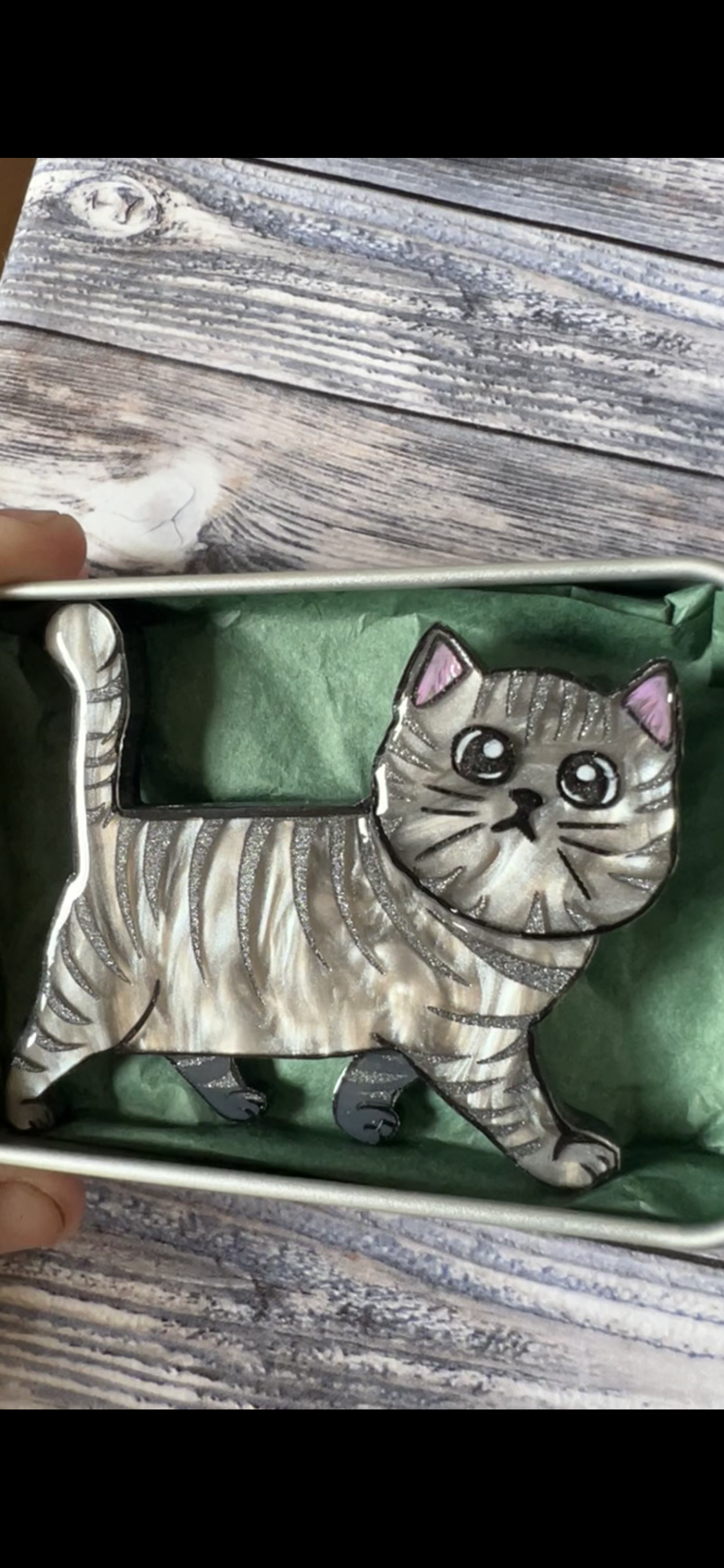 Tom - tabby cat Brooch only - new release.