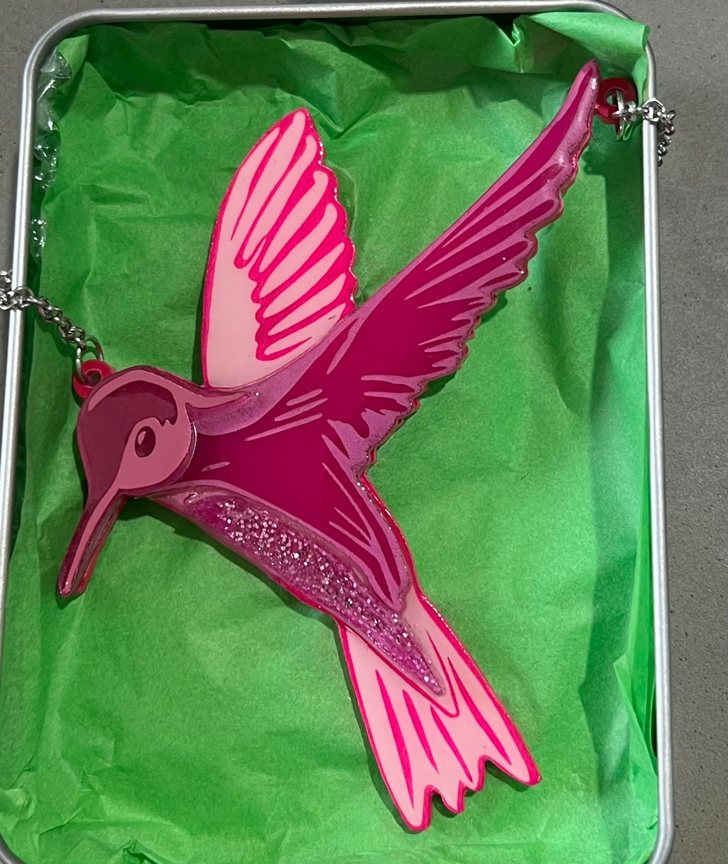 New Heidi - necklace (pink hummingbird)