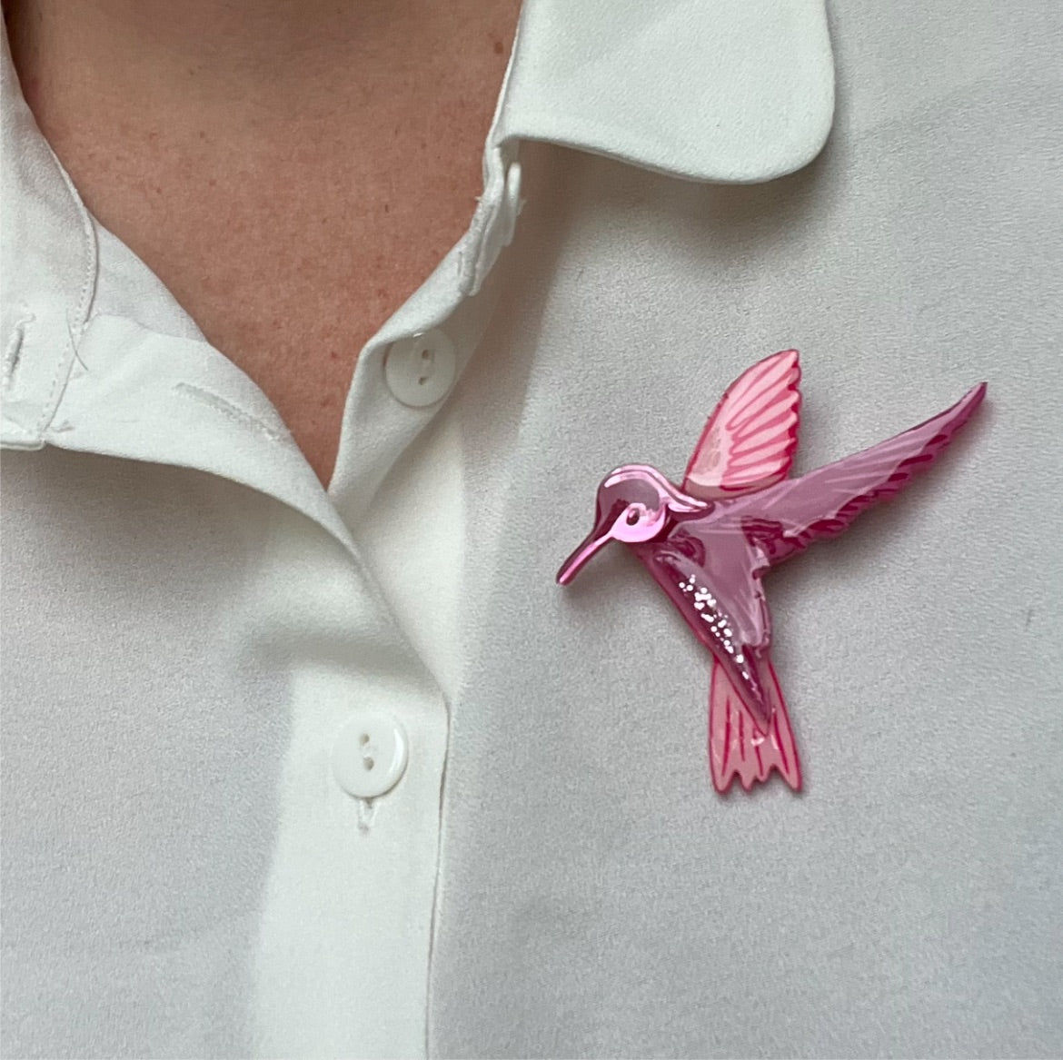 New Heidi - brooch (pink hummingbird