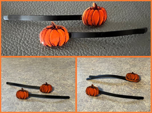 Pumpkin Hair clips - set of 2 new