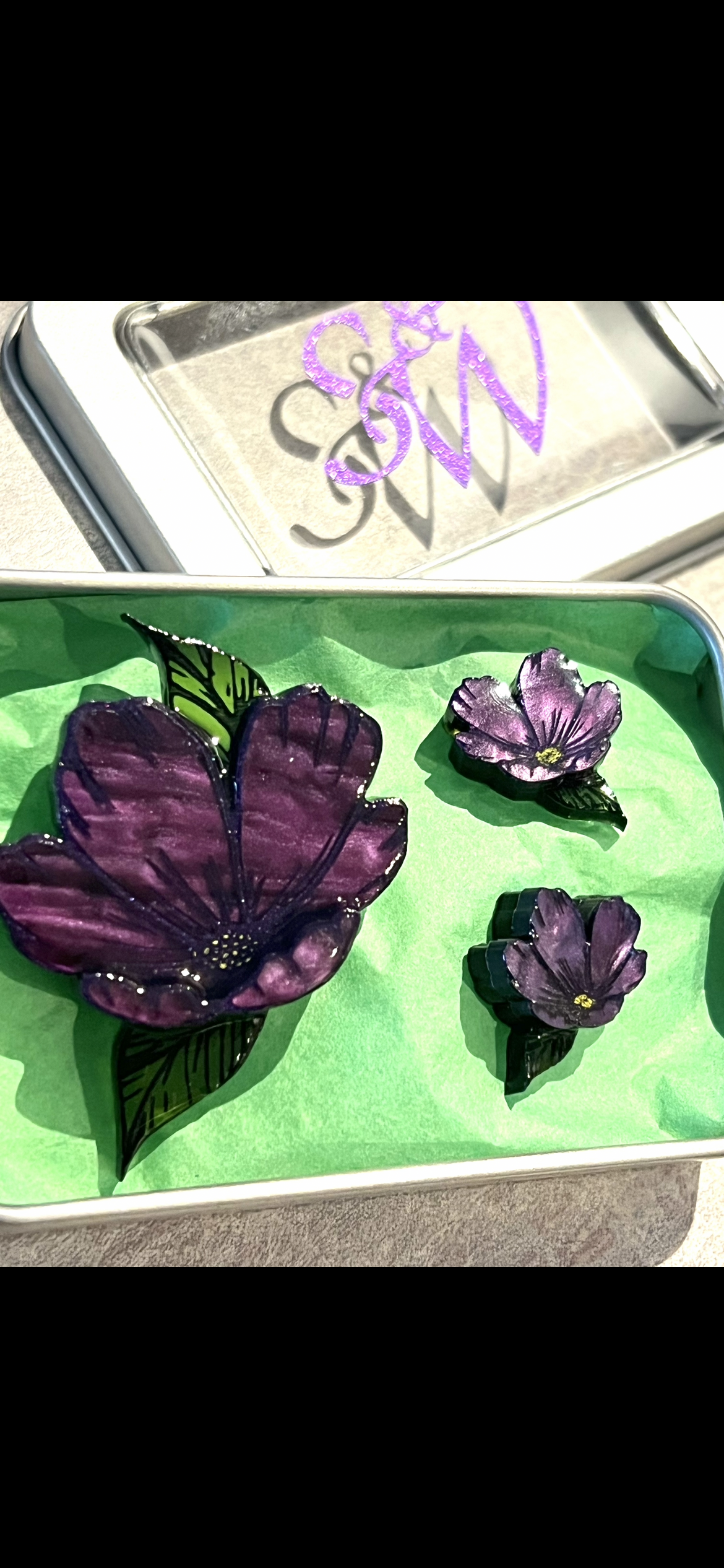 New Perfect Petals - brooch + stud set