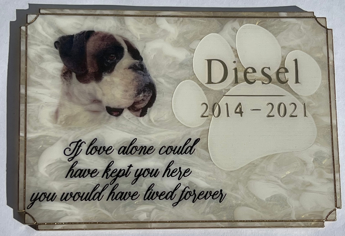 New Pet memorial- custom plaque